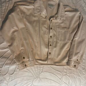 American Eagle Outfitters Cream Button-Down Shirt